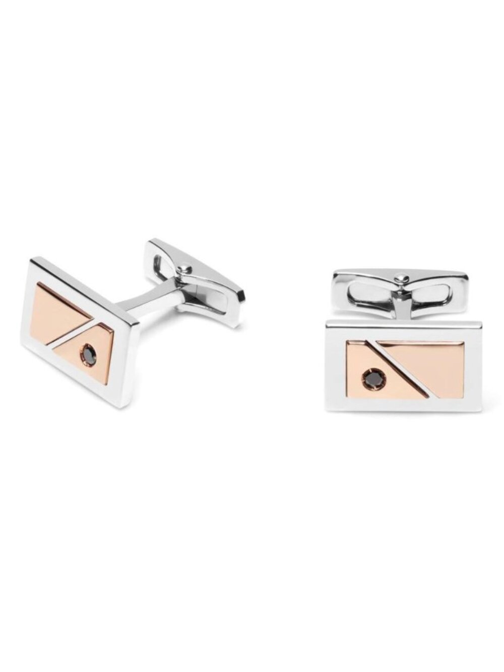 BARAKA Men's Cufflinks White and Rose Gold 750% - Black Diamonds PS311001RODN